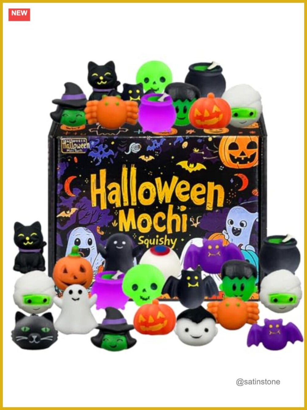 24 Pcs Halloween Mochi Squishy Toys Kawaii Stress Relief Anxiety Relief Party